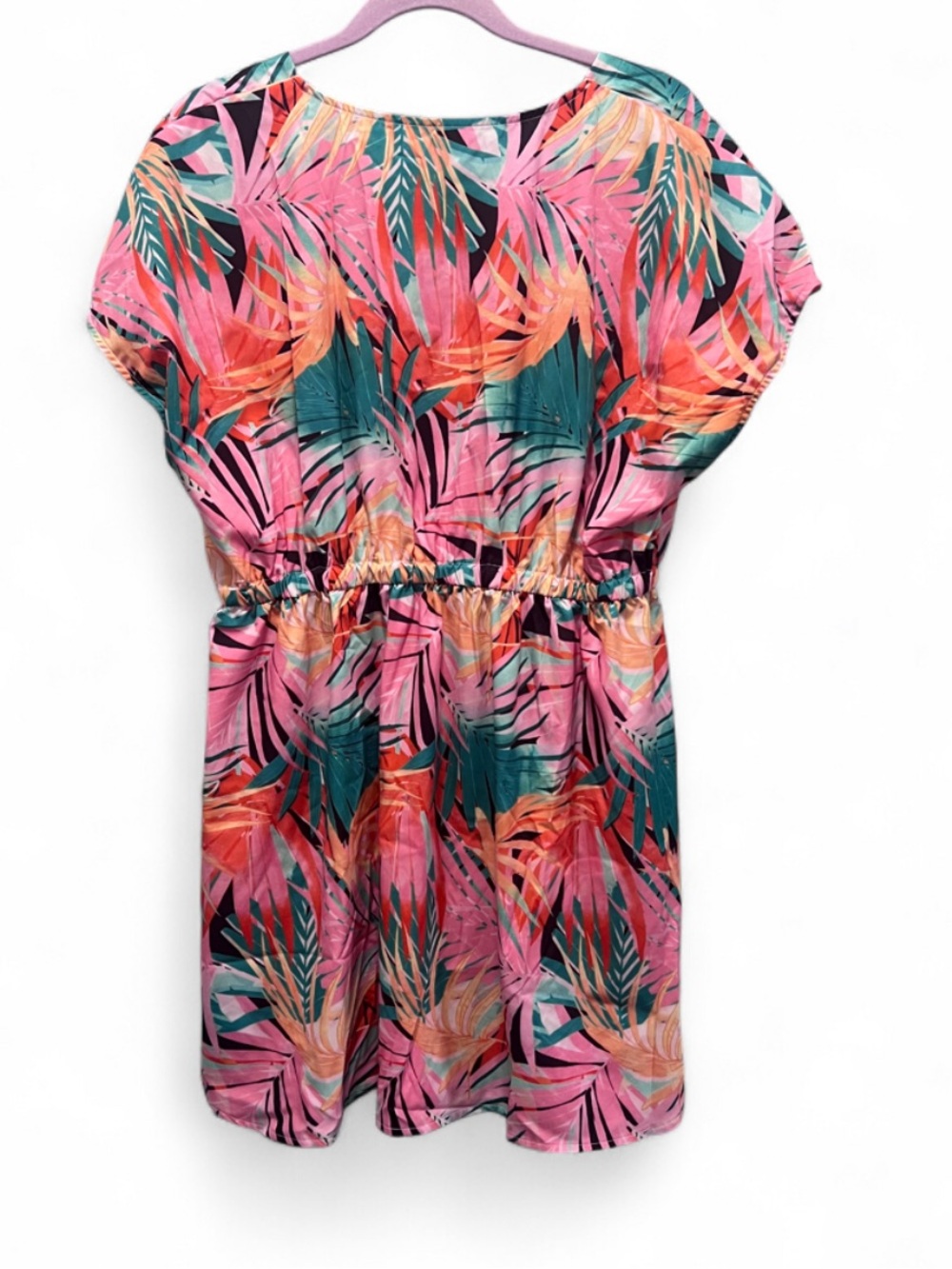 NWOT Cupshe Pink Teal Tropical Print Cover-Up Size Large - Picture 5 of 8